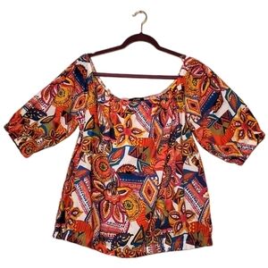 Arabella Bright Floral Tunic‎ Top Shirt Women Size 3X Plus Size Pre-owned
